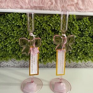 Cupcake and cashmere pink bow candle holder